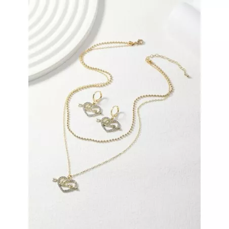 1 pieza con diseño de diamante de imitación con corazón & colgante de flecha Collar con 2 piezas Set pendiente
