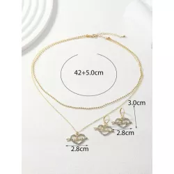 1 pieza con diseño de diamante de imitación con corazón & colgante de flecha Collar con 2 piezas Set pendiente