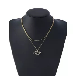 1 pieza con diseño de diamante de imitación con corazón & colgante de flecha Collar con 2 piezas Set pendiente