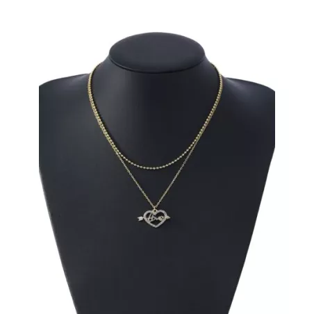 1 pieza con diseño de diamante de imitación con corazón & colgante de flecha Collar con 2 piezas Set pendiente