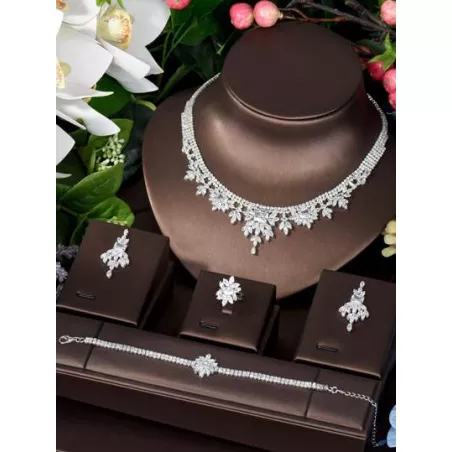 4 piezas/set Set joya lujoso circón boda