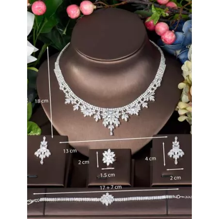 4 piezas/set Set joya lujoso circón boda