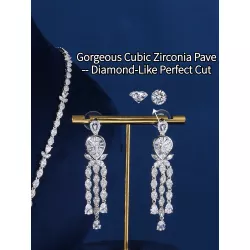 2 piezas Set joya zirconia cúbica adorno moda regalo