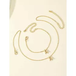 1 pieza 26 inglés con diseño de letra moda sencilla Collar con 1 pieza 26 inglés con diseño de letra moda sencilla Pulsera