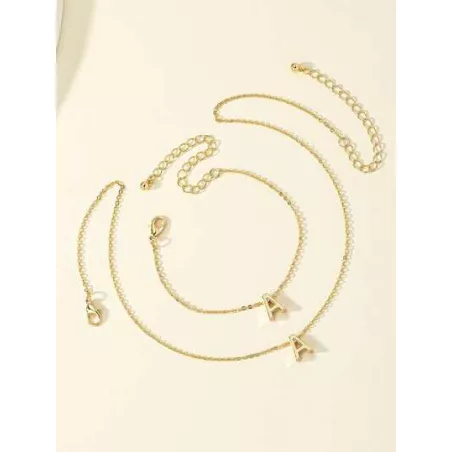 1 pieza 26 inglés con diseño de letra moda sencilla Collar con 1 pieza 26 inglés con diseño de letra moda sencilla Pulsera