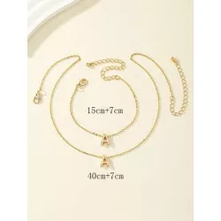 1 pieza 26 inglés con diseño de letra moda sencilla Collar con 1 pieza 26 inglés con diseño de letra moda sencilla Pulsera