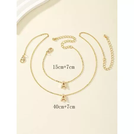 1 pieza 26 inglés con diseño de letra moda sencilla Collar con 1 pieza 26 inglés con diseño de letra moda sencilla Pulsera