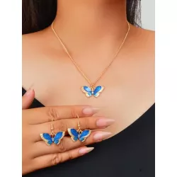 3 piezas dorado real con cuenta con perla con patrón de flor cuadrado Collar con colgante con Set pendiente