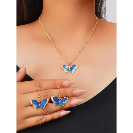 3 piezas dorado real con cuenta con perla con patrón de flor cuadrado Collar con colgante con Set pendiente