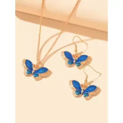 3 piezas dorado real con cuenta con perla con patrón de flor cuadrado Collar con colgante con Set pendiente