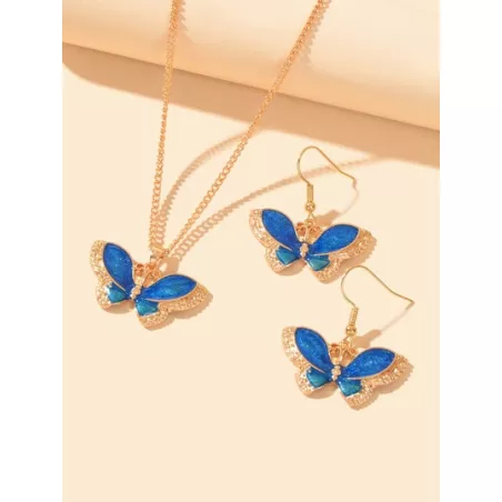 3 piezas dorado real con cuenta con perla con patrón de flor cuadrado Collar con colgante con Set pendiente