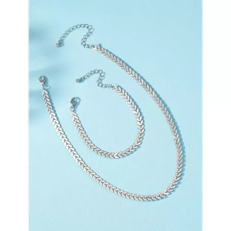 1 pieza simple Pulsera con 1 pieza básico Collar Set joya