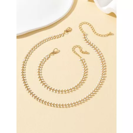 1 pieza simple Pulsera con 1 pieza básico Collar Set joya