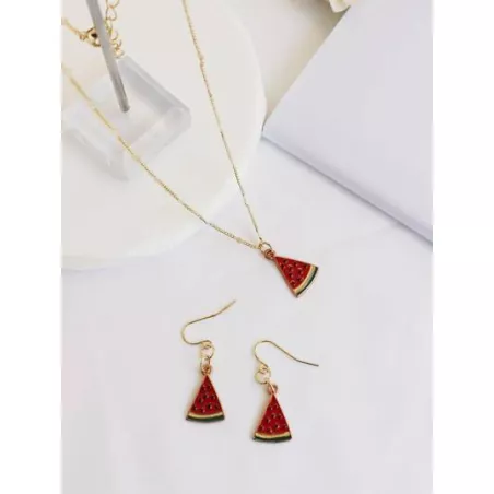 1 Set de moda verano sandía colgante Pendientes Set collar