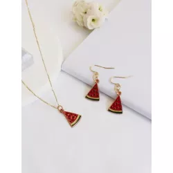 1 Set de moda verano sandía colgante Pendientes Set collar