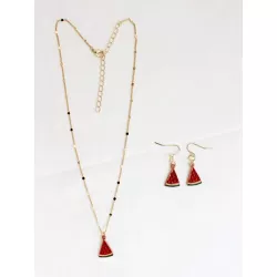 1 Set de moda verano sandía colgante Pendientes Set collar