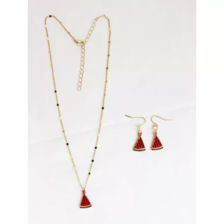 1 Set de moda verano sandía colgante Pendientes Set collar