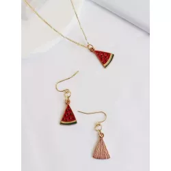 1 Set de moda verano sandía colgante Pendientes Set collar