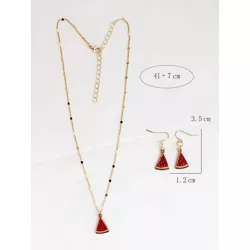 1 Set de moda verano sandía colgante Pendientes Set collar