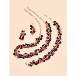 3 piezas lujo piedra natural irregular con cuenta con fleco Collar , Pulsera , Pendientes Set joya - ideal regalo