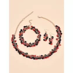 3 piezas lujo piedra natural irregular con cuenta con fleco Collar , Pulsera , Pendientes Set joya - ideal regalo