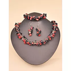 3 piezas lujo piedra natural irregular con cuenta con fleco Collar , Pulsera , Pendientes Set joya - ideal regalo