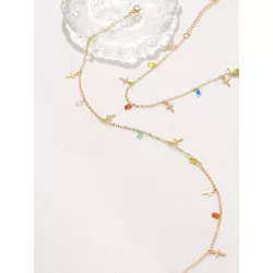 2 piezas/set simple de colores artificial cristal cruzado Pulsera con Collar