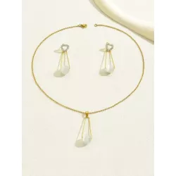 3 piezas/set de moda estilo simple Collar , Pendientes de tachuela con clavícula con cadena Set joya