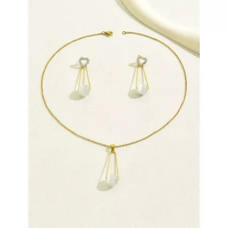 3 piezas/set de moda estilo simple Collar , Pendientes de tachuela con clavícula con cadena Set joya