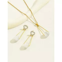 3 piezas/set de moda estilo simple Collar , Pendientes de tachuela con clavícula con cadena Set joya