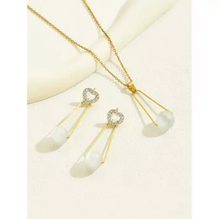 3 piezas/set de moda estilo simple Collar , Pendientes de tachuela con clavícula con cadena Set joya