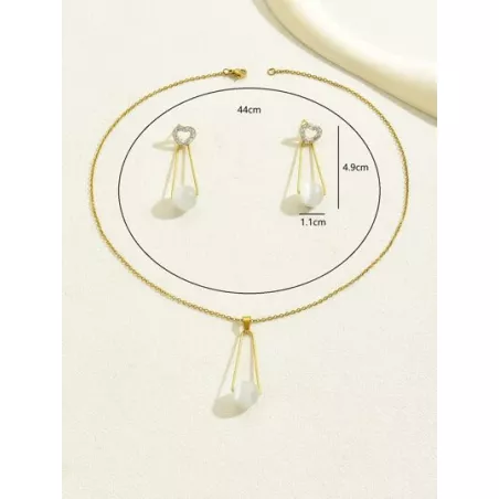 3 piezas/set de moda estilo simple Collar , Pendientes de tachuela con clavícula con cadena Set joya