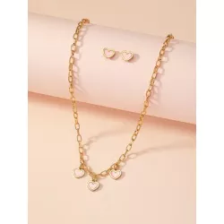 1 set nuevo estilo minimalista diseño delicado romántico espléndido dama Collar de cadena Pendientes Set joya