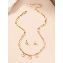 1 set nuevo estilo minimalista diseño delicado romántico espléndido dama Collar de cadena Pendientes Set joya