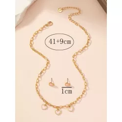 1 set nuevo estilo minimalista diseño delicado romántico espléndido dama Collar de cadena Pendientes Set joya