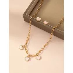 1 set nuevo estilo minimalista diseño delicado romántico espléndido dama Collar de cadena Pendientes Set joya