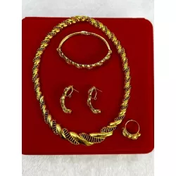 de oro 24K Set joyas para mujeres dorado boda Accesorios Mujer Collar con Pendientes nupcial Joyería 4 piezas