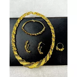 de oro 24K Set joyas para mujeres dorado boda Accesorios Mujer Collar con Pendientes nupcial Joyería 4 piezas