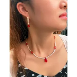 de moda regalo Set , incluido 1 par Pendientes con 1 pieza Collar , adecuado para fiesta con reunión