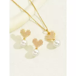 3 piezas simple con de moda Set joya con perla natural Collar con colgante , Collar gargantilla , Pendientes de tachuela