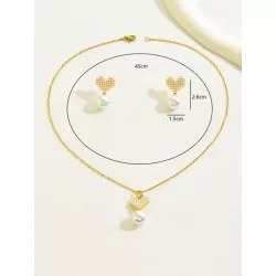 3 piezas simple con de moda Set joya con perla natural Collar con colgante , Collar gargantilla , Pendientes de tachuela