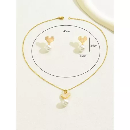 3 piezas simple con de moda Set joya con perla natural Collar con colgante , Collar gargantilla , Pendientes de tachuela