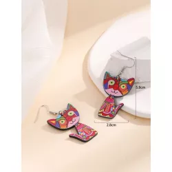 Pendientes largos gato de dibujos animados