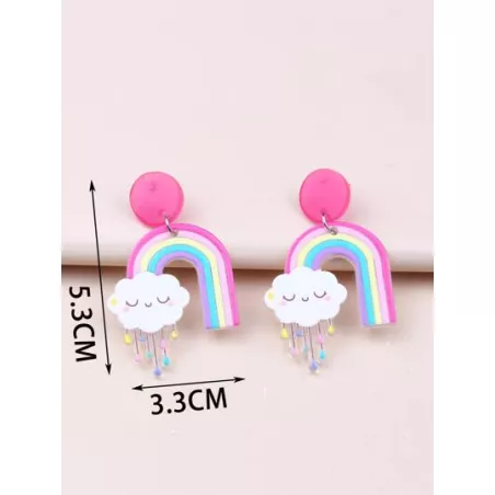 Pendientes largos nube & de arcoíris