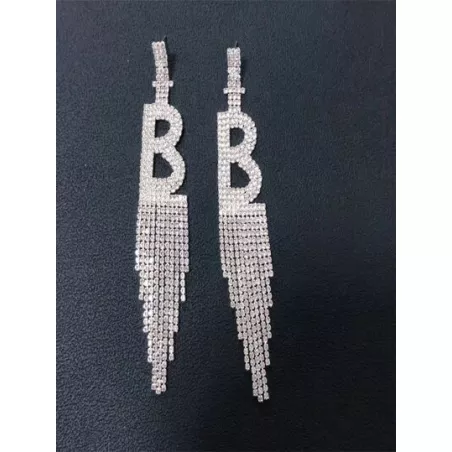 1 par Pendientes largos con diamante de imitación con fleco