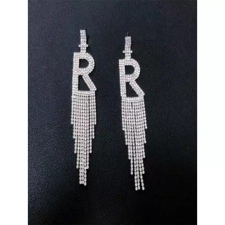 1 par Pendientes largos con diamante de imitación con fleco