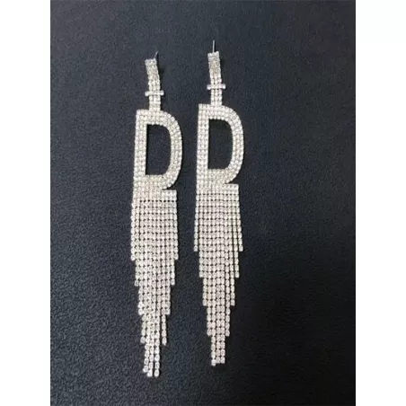 1 par Pendientes largos con diamante de imitación con fleco