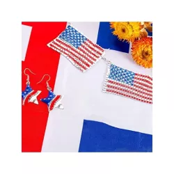 1 par creativo americana Bandera detalle con diseño de diamante de imitación Pendientes largos para mujeres para día de la indep