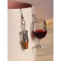 1 par de pendientes colgantes creativos con forma de vino y sacacorchos para mujer, uso diario