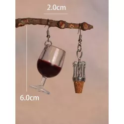 1 par de pendientes colgantes creativos con forma de vino y sacacorchos para mujer, uso diario